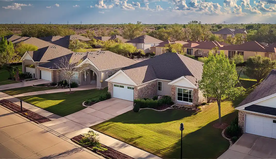 Krum TX HOA management company aerial view of neighborhood