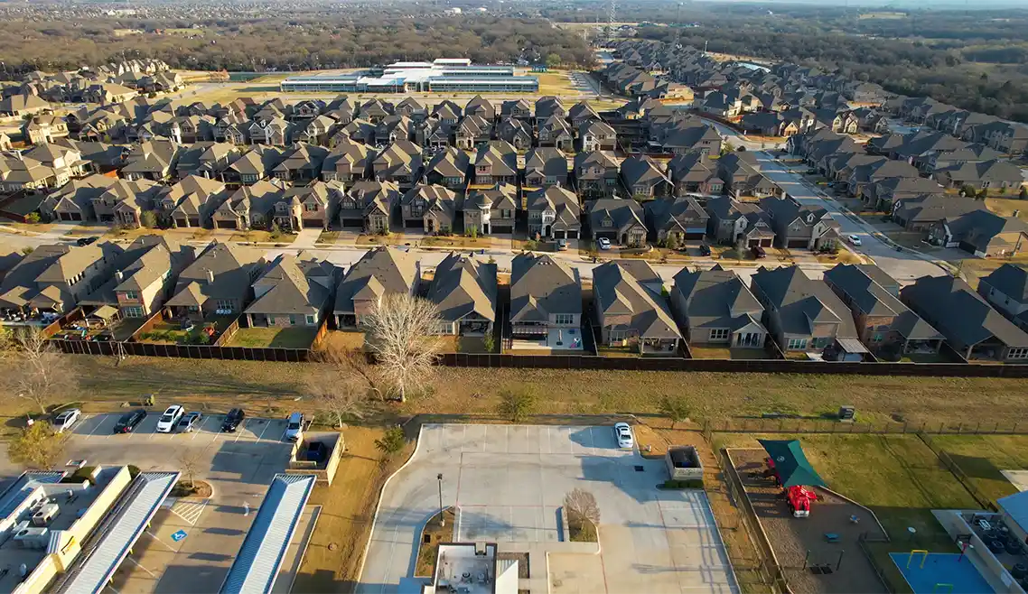 Bartonville TX HOA management company aerial view of neighborhood