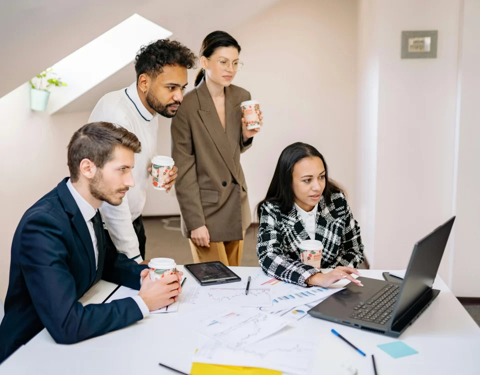 Team of professionals collaborating on a project to strengthen relationships and communication.
